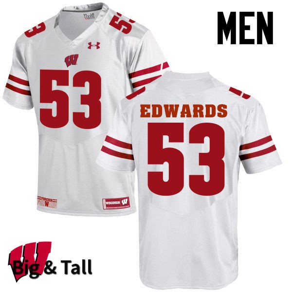 Wisconsin Badgers Men's #53 T.J. Edwards NCAA Under Armour Authentic White Big & Tall College Stitched Football Jersey MP40V18GE